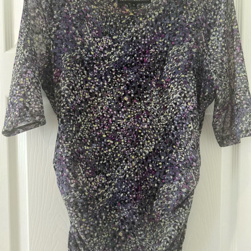 White House Black Market Fitted Black and White Blouse